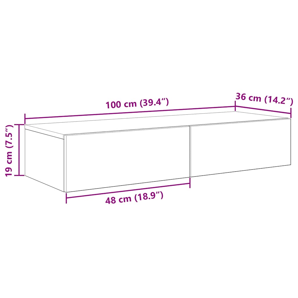 Scaffale a Parete con Cassetti Rovere 100x36x19cm in Truciolato | homemem39