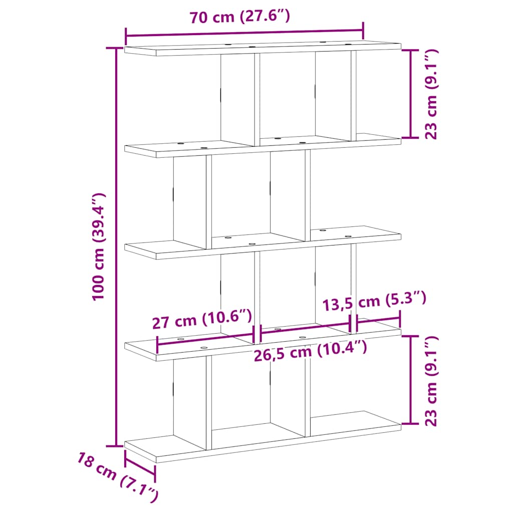 Mensola a Muro a Cubo 12 Scomparti in Truciolato Legno Antico | homemem39