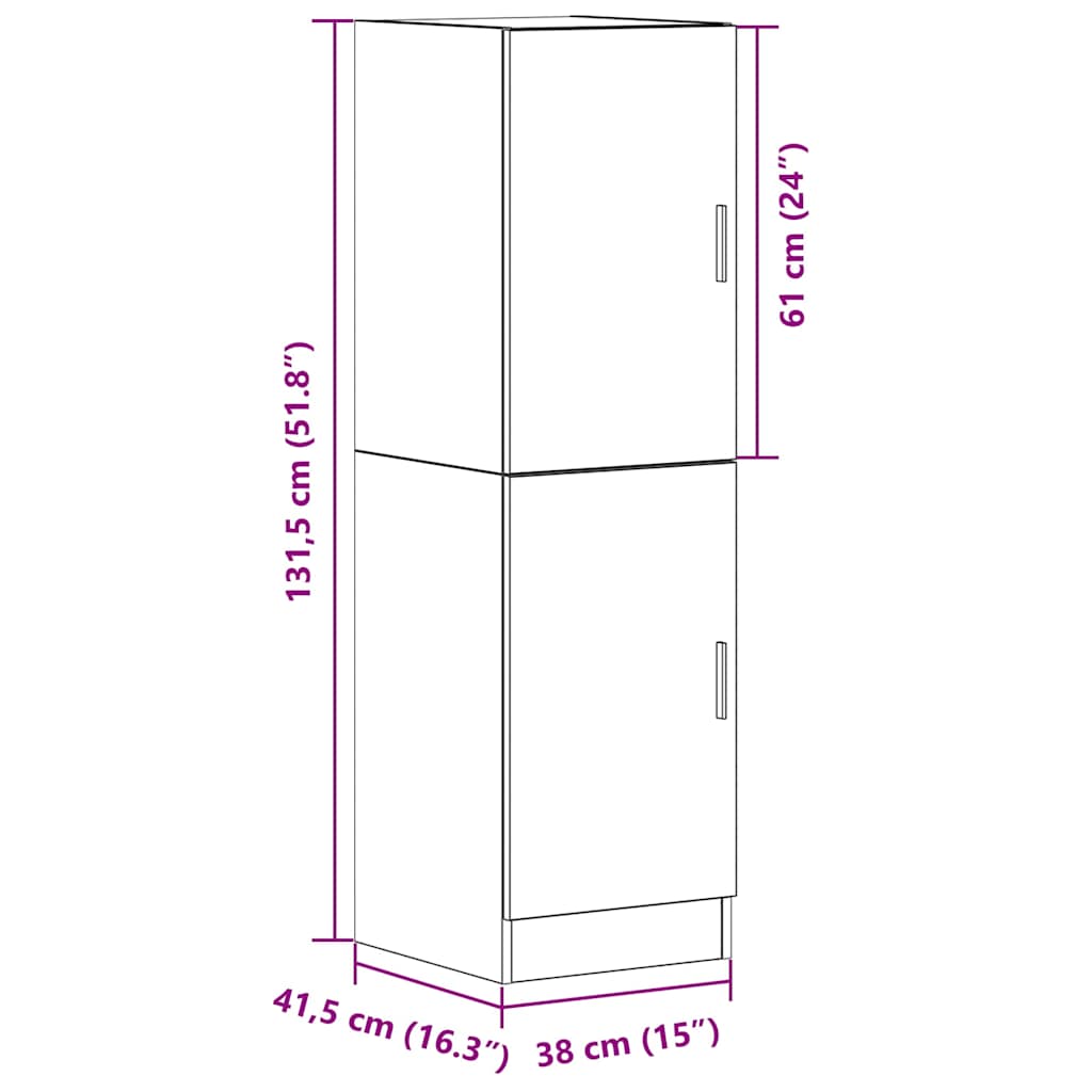 Armadietto Cucina Grigio Sonoma 38x41,5x131,5 cm in Legno - homemem39