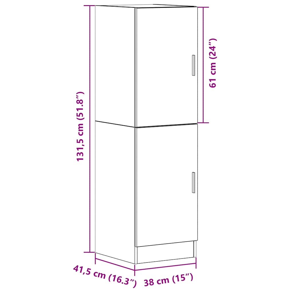 Armadietto Cucina Rovere Artigianale 38x41,5x131,5 cm in Legno - homemem39