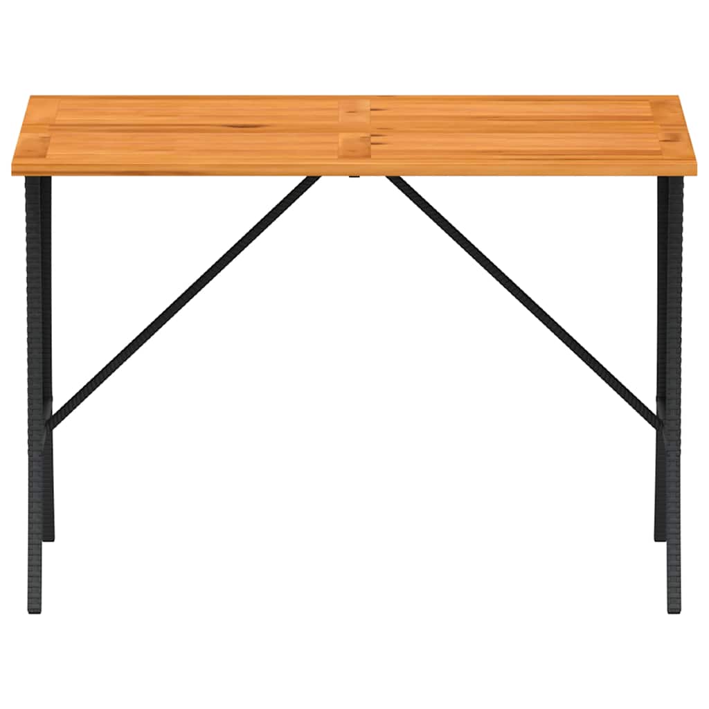 Tavolo Giardino Piano Legno Acacia Nero 105x75x72 cm Polyrattan