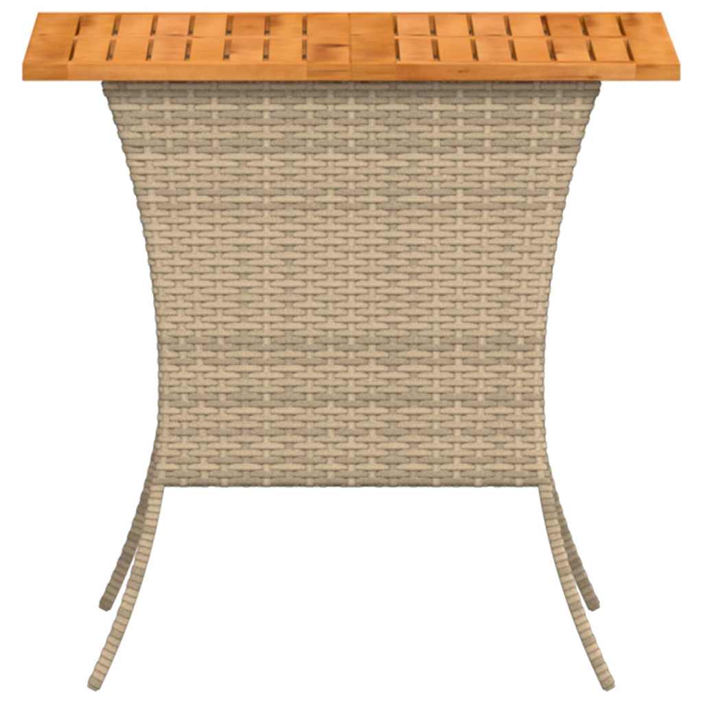 Tavolo Giardino Piano Legno Acacia Beige 105x75x72cm Polyrattan