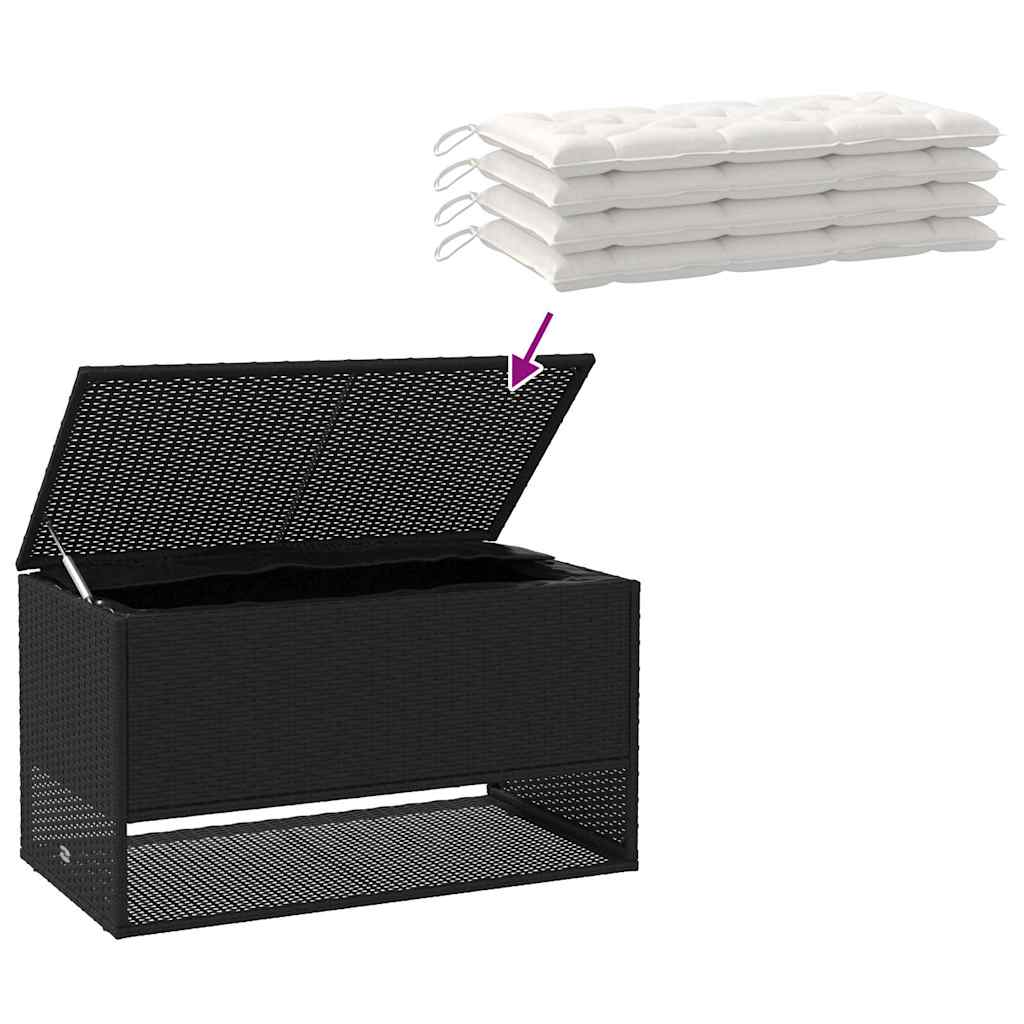 Scatola per Cuscini da Esterno Nero 100x55x55,5 cm Polyrattan - homemem39