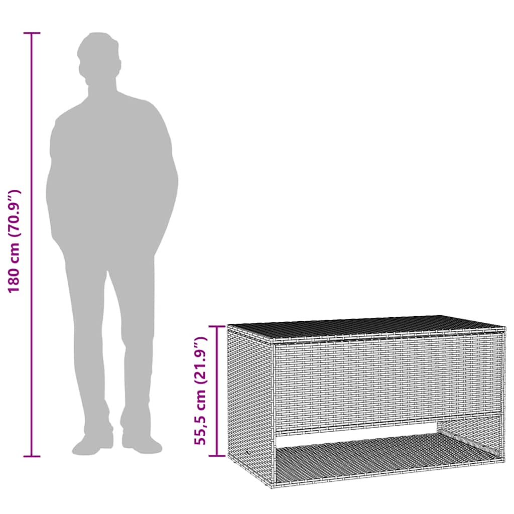 Scatola per Cuscini da Esterno Marrone 100x55x55,5cm Polyrattan - homemem39