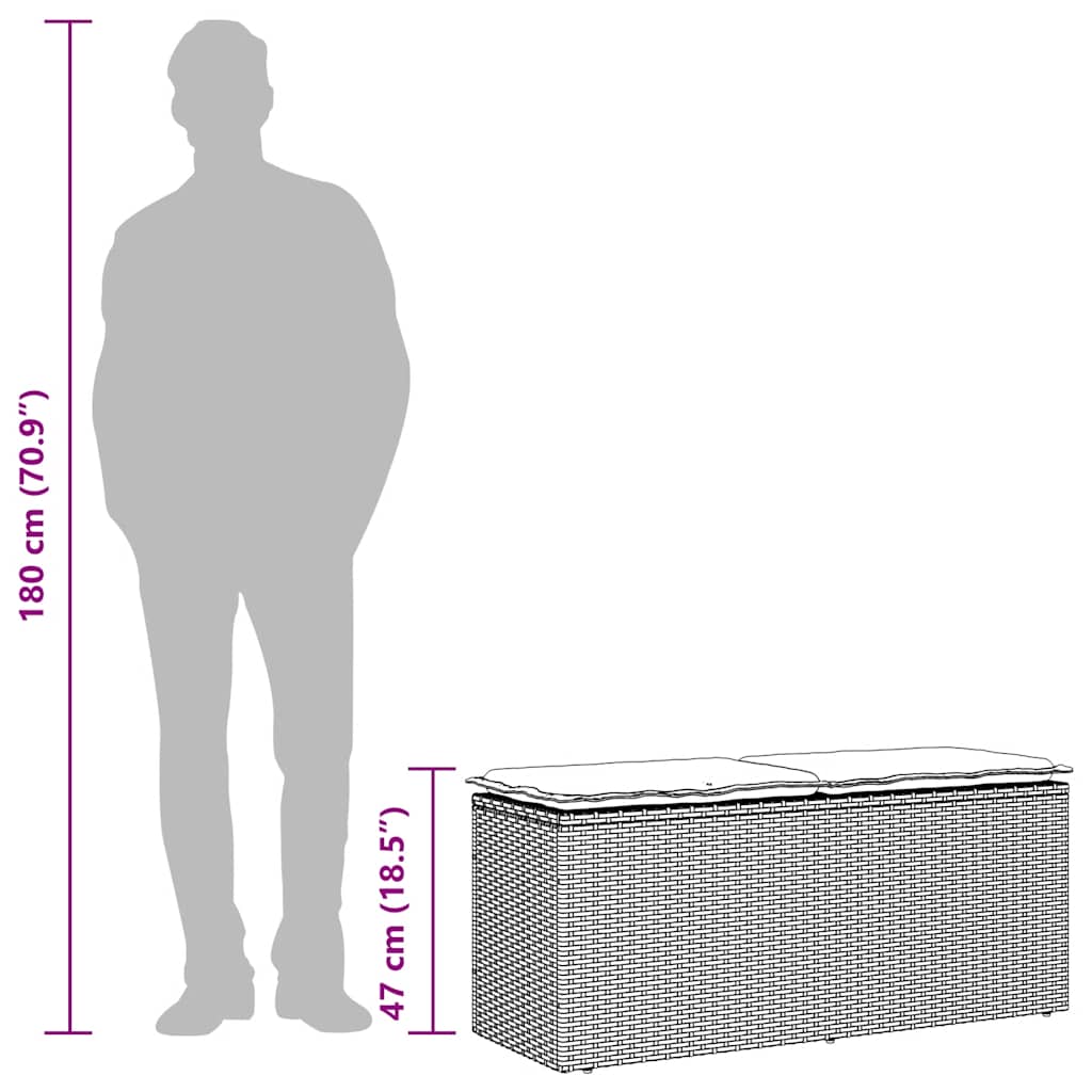 Panca da Giardino con Cuscino Beige 110x40x44 cm in Polyrattan - homemem39