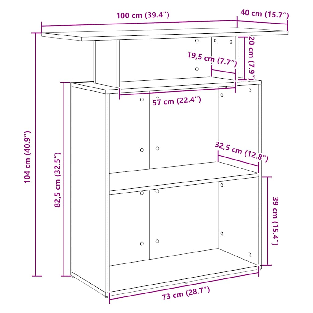 Banco Reception Legno Antico 100x40x104 cm Legno Multistrato - homemem39