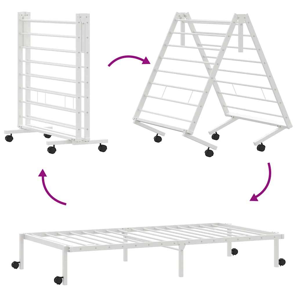 Giroletto senza Materasso Pieghevole Bianco 100x190 cm Acciaio | homemem39
