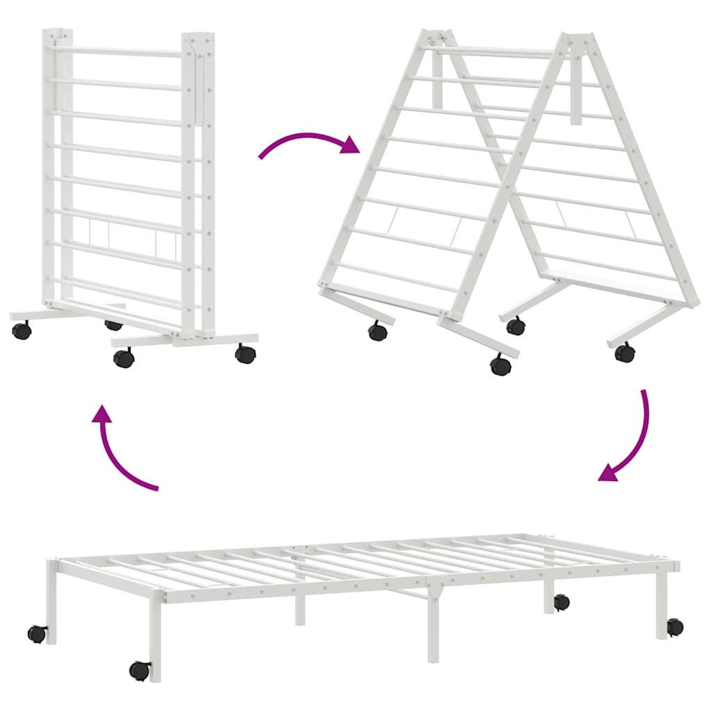 Giroletto senza Materasso Pieghevole Bianco 107x203 cm Acciaio | homemem39