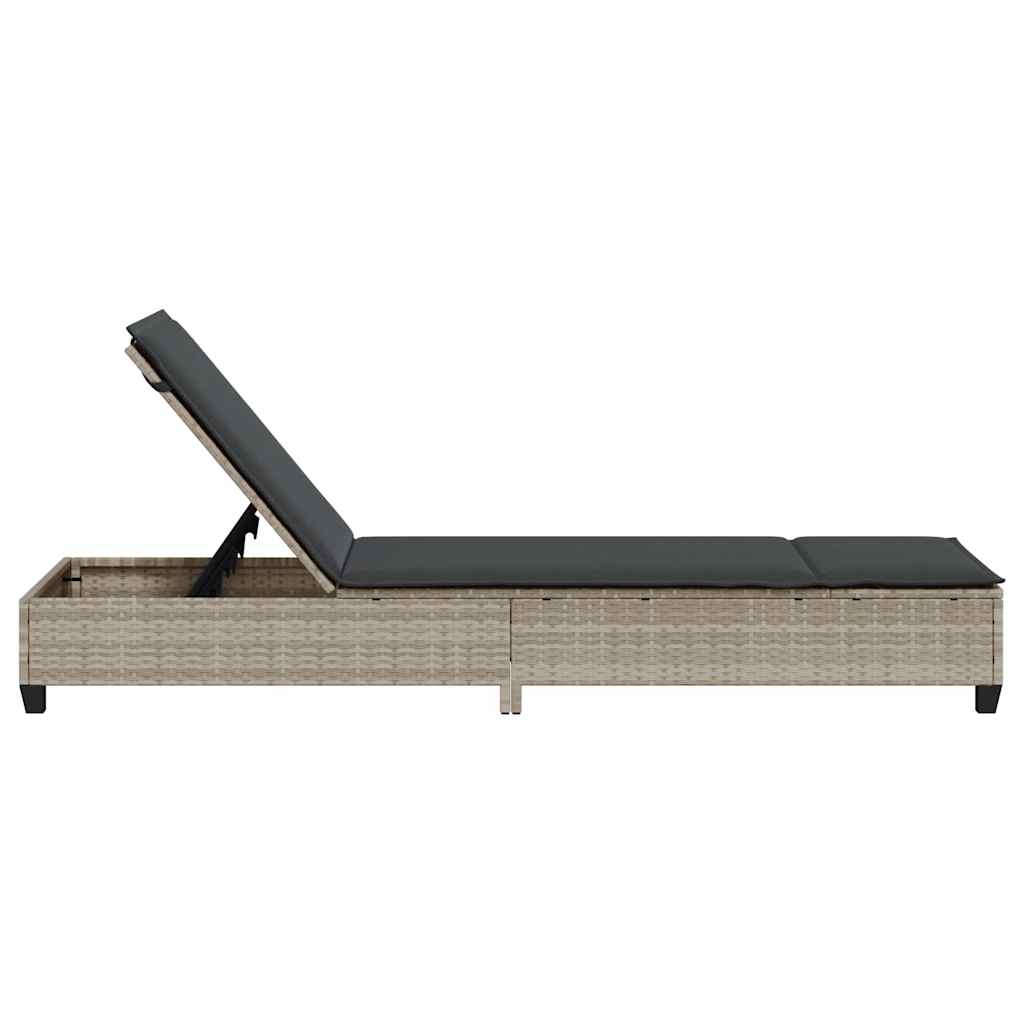 Lettino Prendisole con Cuscini Grigio Chiaro 55x200x25,5 cm - homemem39