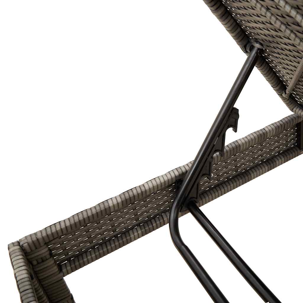 Lettino Prendisole con Cuscino Grigio 55x200x44cm in Polyrattan - homemem39