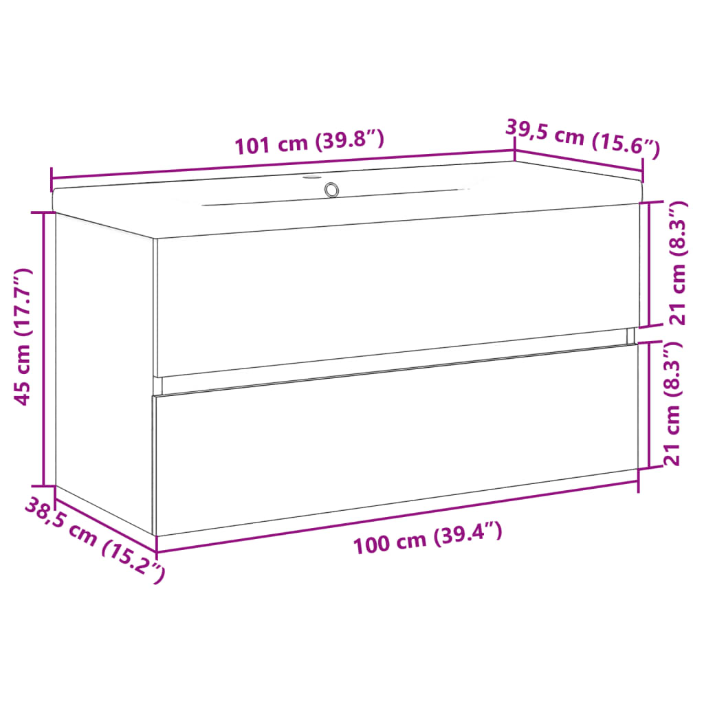 Set Mobili da Bagno 2 pz Grigio Cemento in Legno Multistrato | homemem39