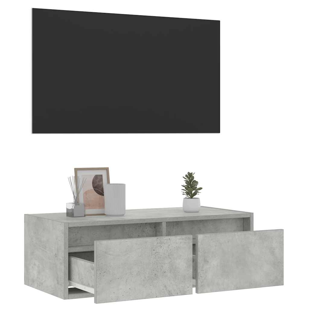 Mobile Porta TV con Luci LED Grigio Cemento 75x35,5x25 cm