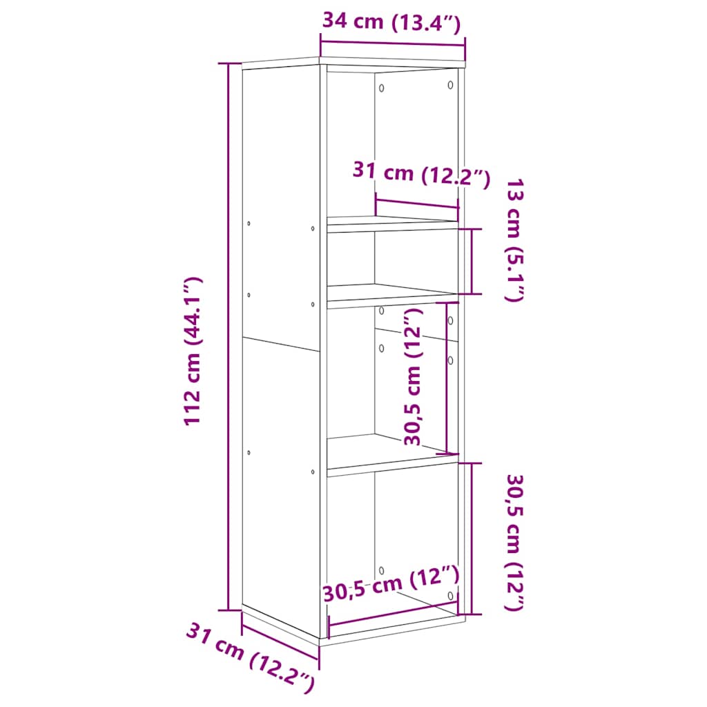 Libreria Rovere Sonoma 34x31x112 cm in Legno Multistrato | homemem39