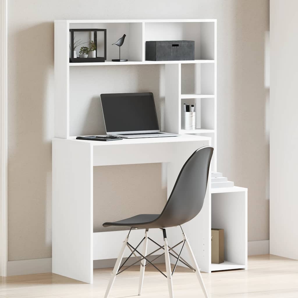 Scrivania con Mensole Bianca 100x45x140 cm in Legno Multistrato - homemem39