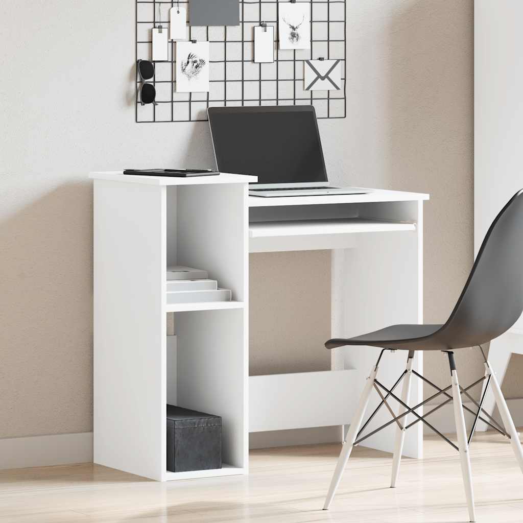 Scrivania con Mensole Bianca 84x40x78 cm in Legno Multistrato - homemem39