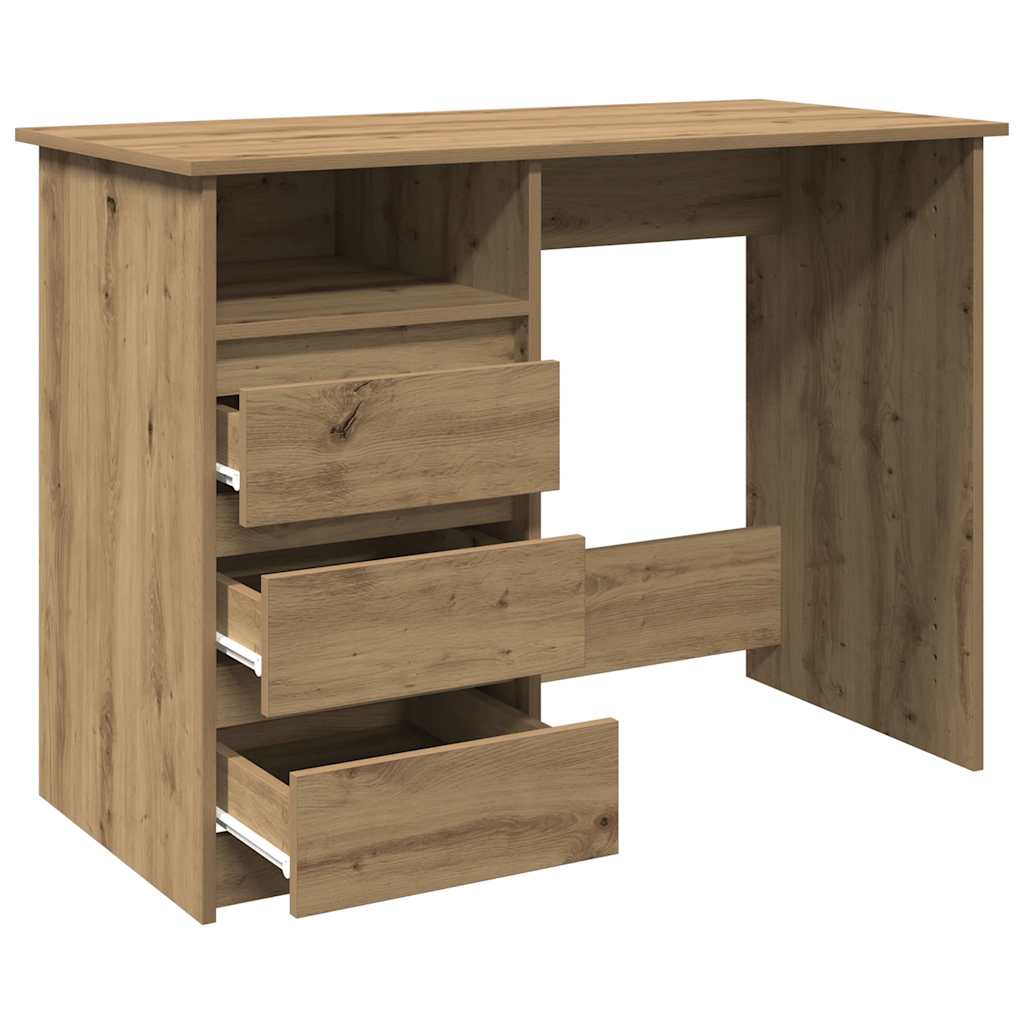 Scrivania Rovere Artigianale 102x50x75 cm in Legno Multistrato - homemem39
