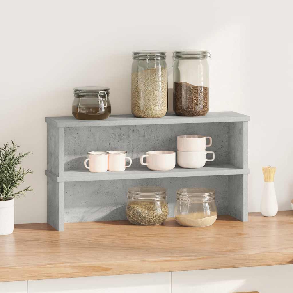 Scaffali da Cucina Impilabili 2 pz Grigio Cemento 60x15x16 cm - homemem39