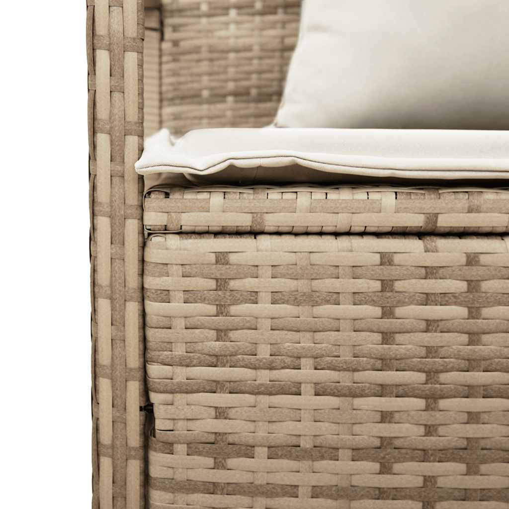 Panca Portaoggetti da Giardino con Cuscino Beige in Polyrattan - homemem39