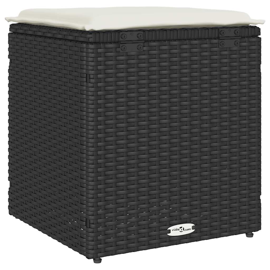 Sgabelli Giardino con Cuscini 2 pz Nero 40x40x43 cm Polyrattan - homemem39