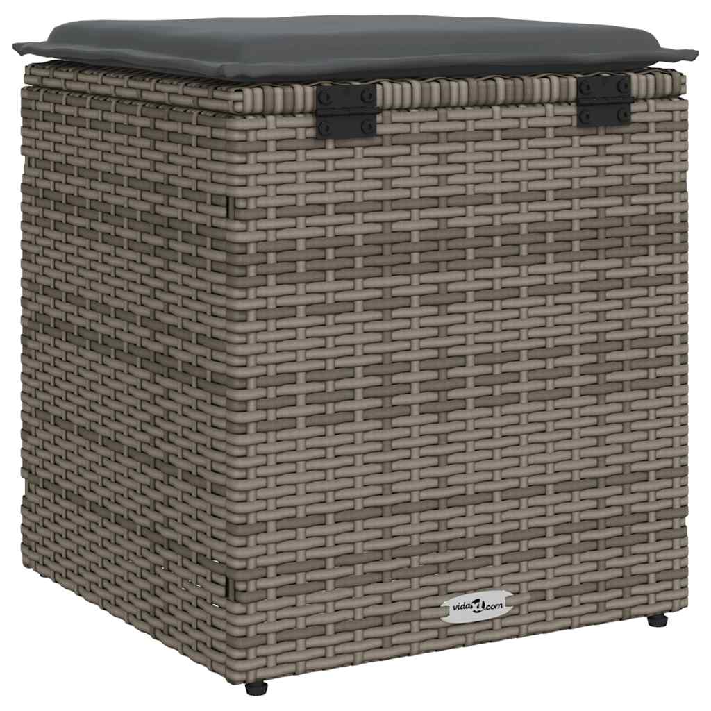 Sgabelli Giardino con Cuscini 2 pz Grigio 40x40x43cm Polyrattan - homemem39