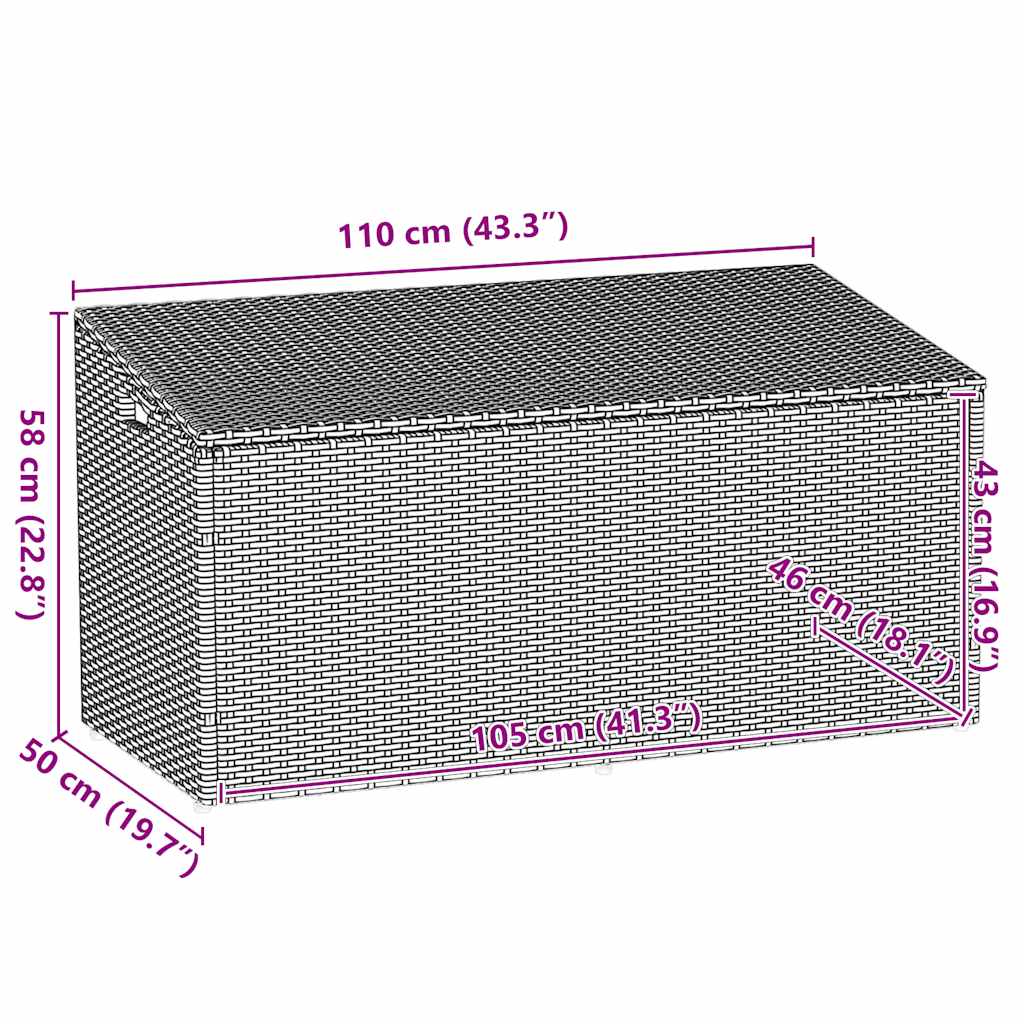Baule da Giardino Grigio 110x50x58 cm in Polyrattan - homemem39