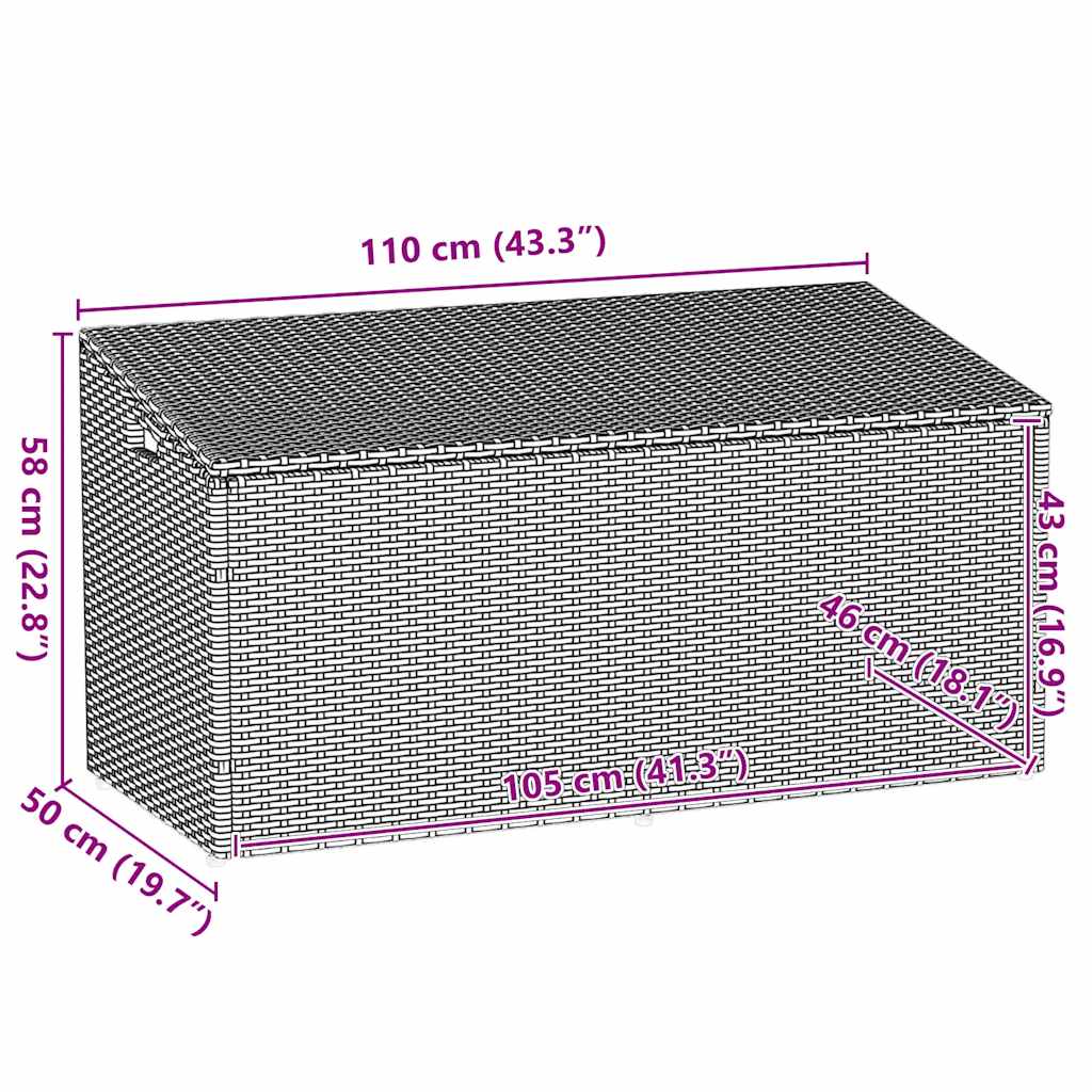 Baule da Giardino Grigio Chiaro 110x50x58 cm in Polyrattan - homemem39