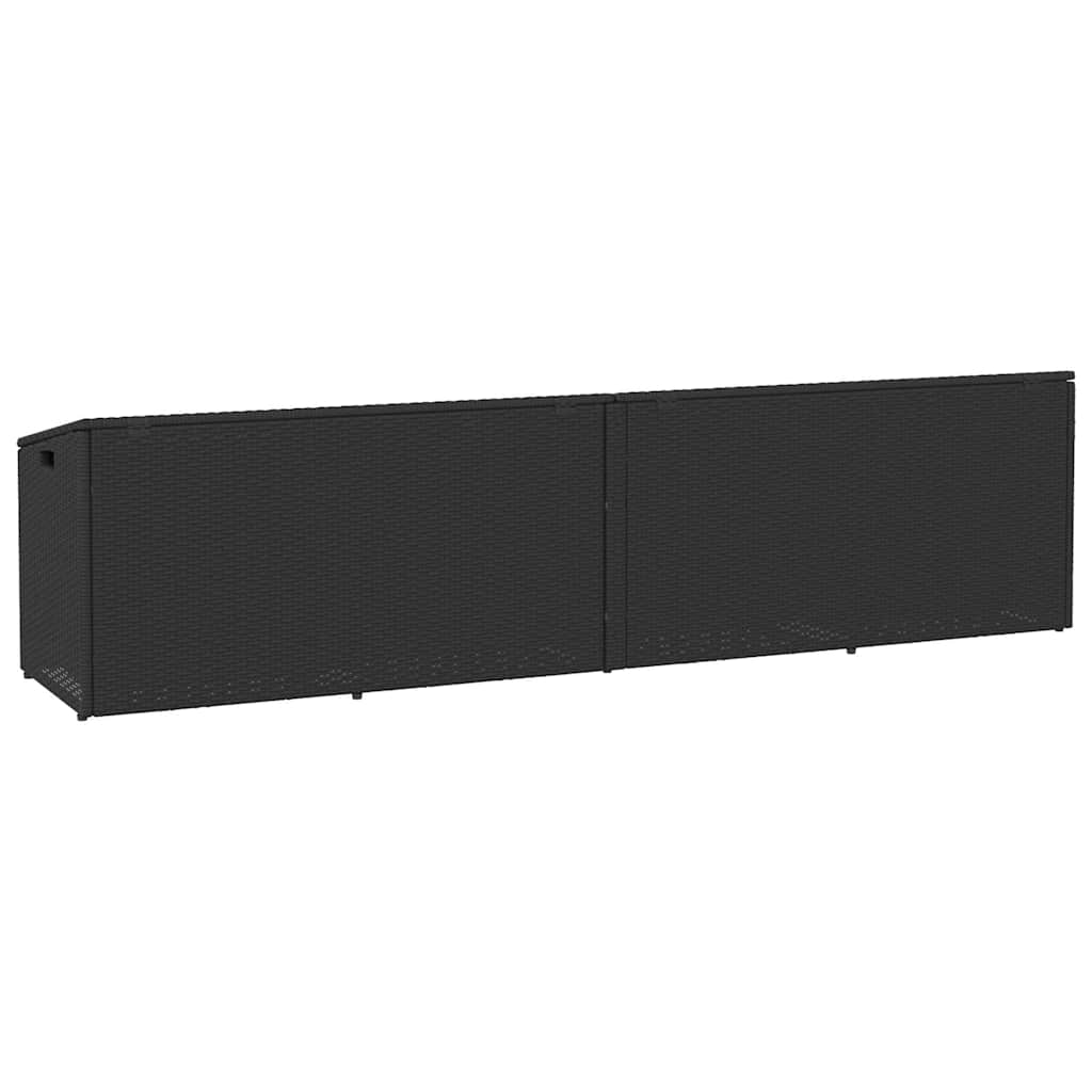 Baule da Giardino Nero 220x50x58 cm in Polyrattan - homemem39