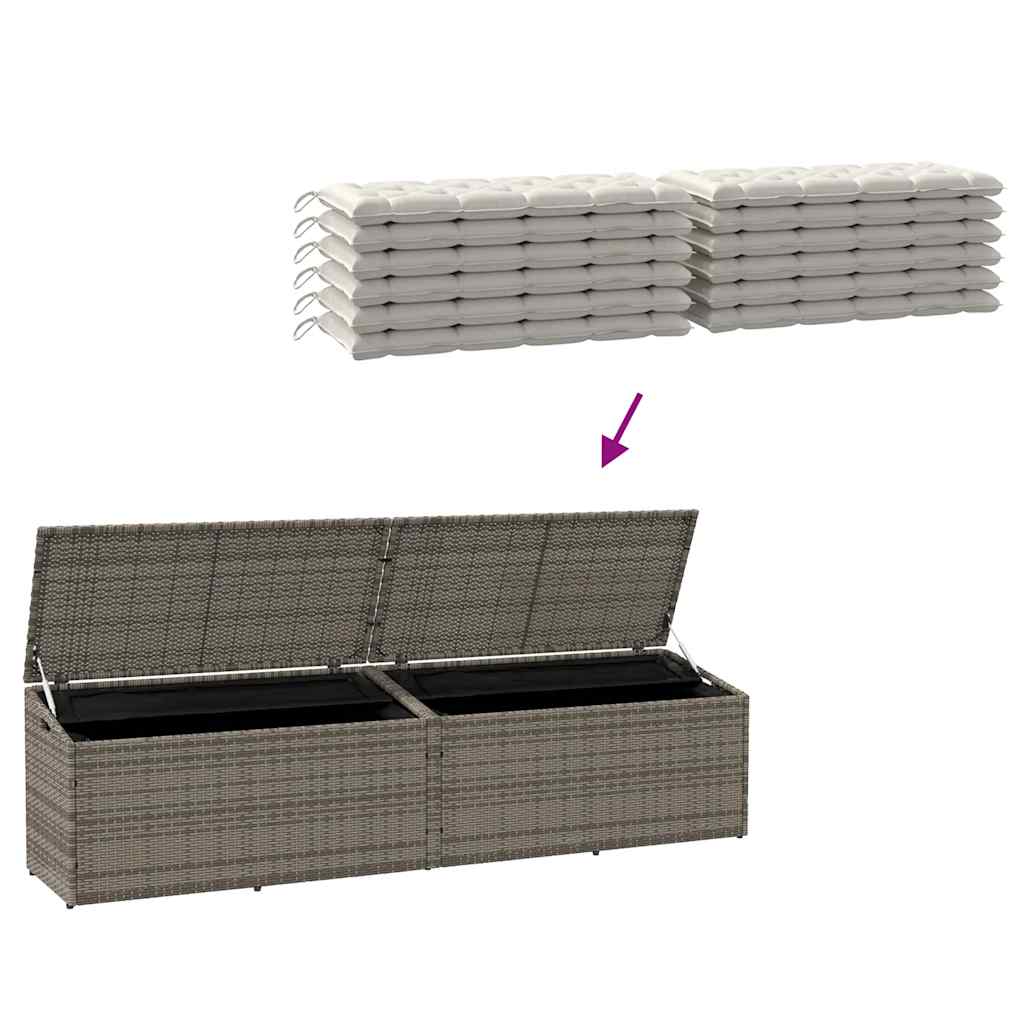 Baule da Giardino Grigio 220x50x58 cm in Polyrattan - homemem39