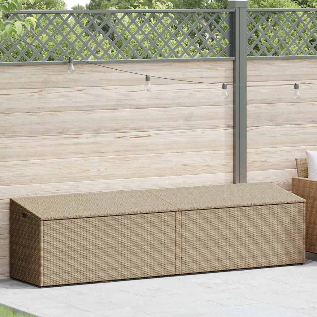 Baule da Giardino Beige 220x50x58 cm Polyrattan - homemem39