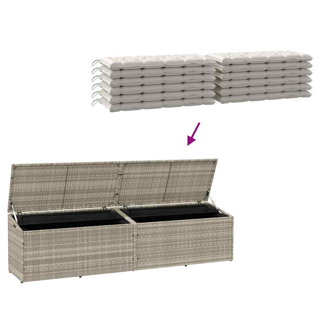 Baule da Giardino Grigio Chiaro 220x50x58 cm in Polyrattan - homemem39