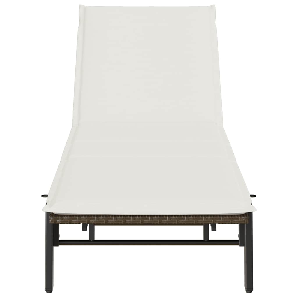 Lettino Prendisole con Cuscino Marrone in Polyrattan - homemem39