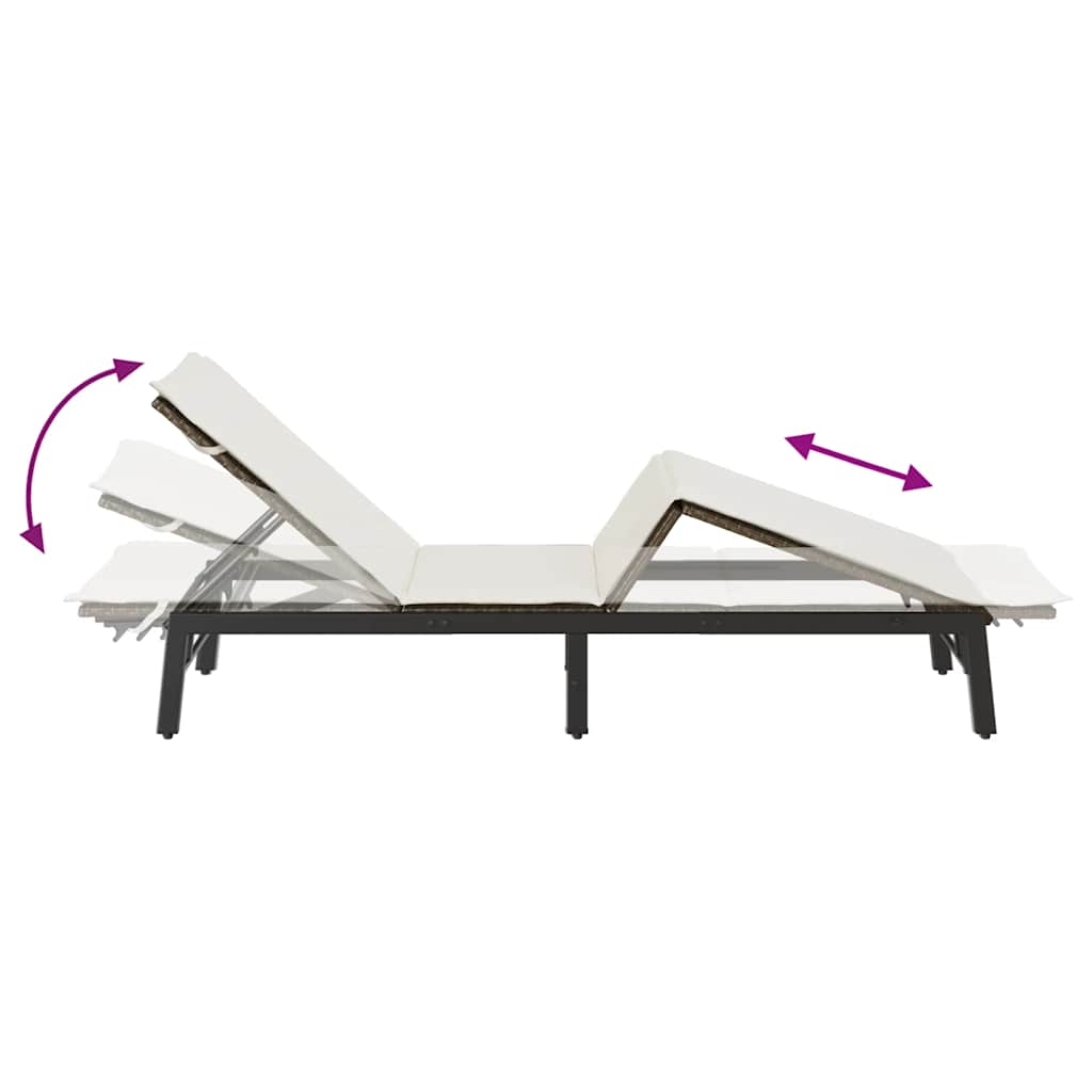 Lettino Prendisole con Cuscino Marrone in Polyrattan - homemem39