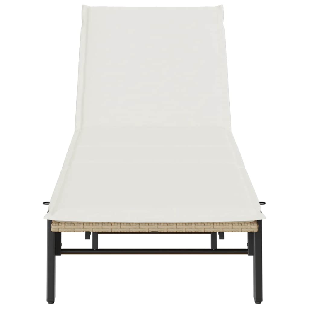 Lettino Prendisole con Cuscini Beige in Polyrattan - homemem39