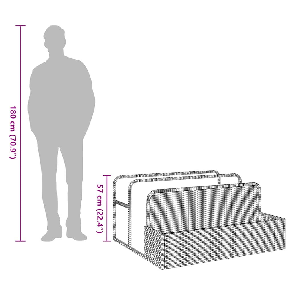 Galleggiante a Bordo Piscina Nero 110x100x57 cm in Polyrattan - homemem39