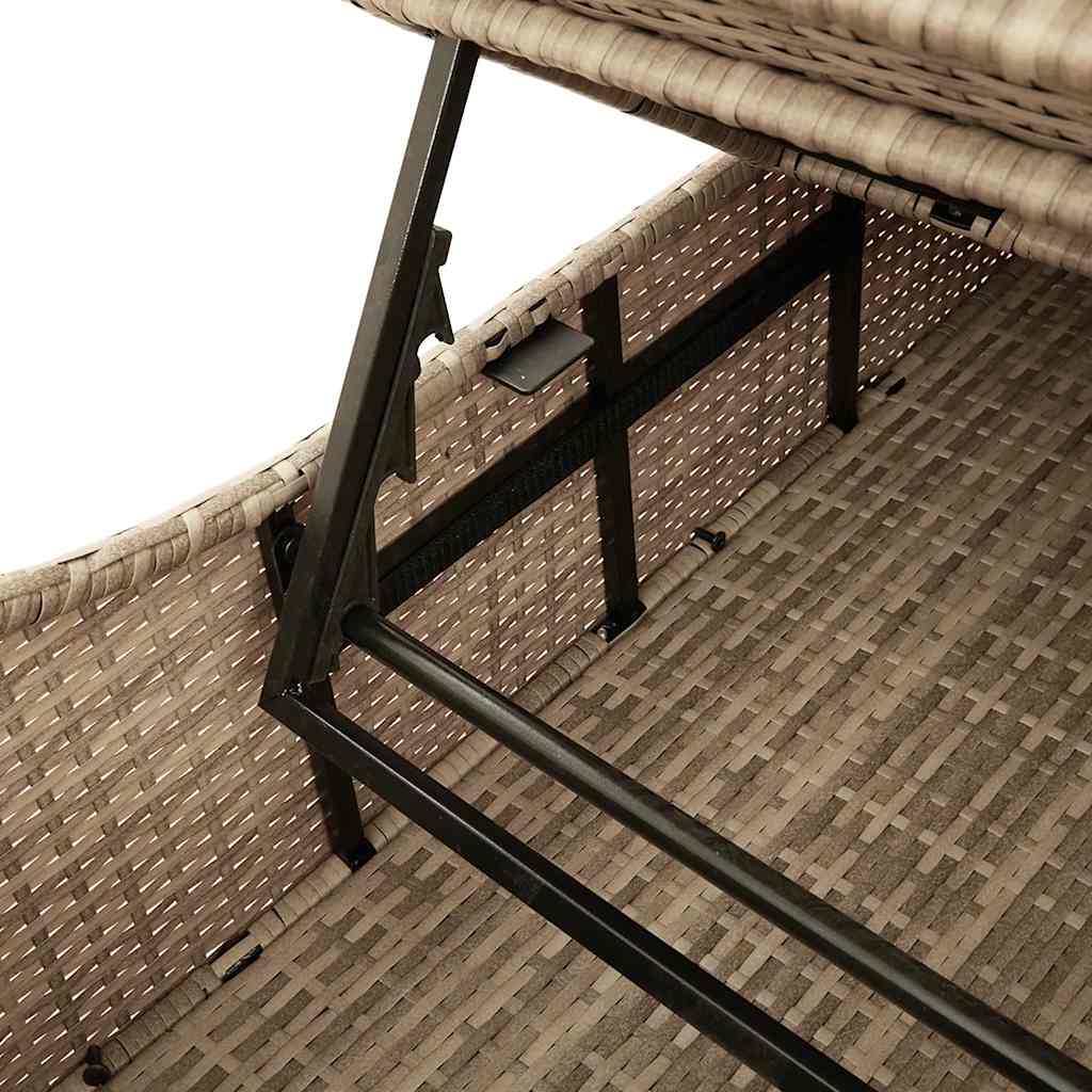 Lettino Prendisole Pieghevole con Cuscino e Portaoggetti Beige