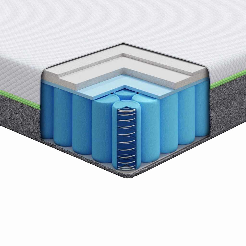 Materasso Bianco e Grigio 90 x 200 cm Molle Insacchettate