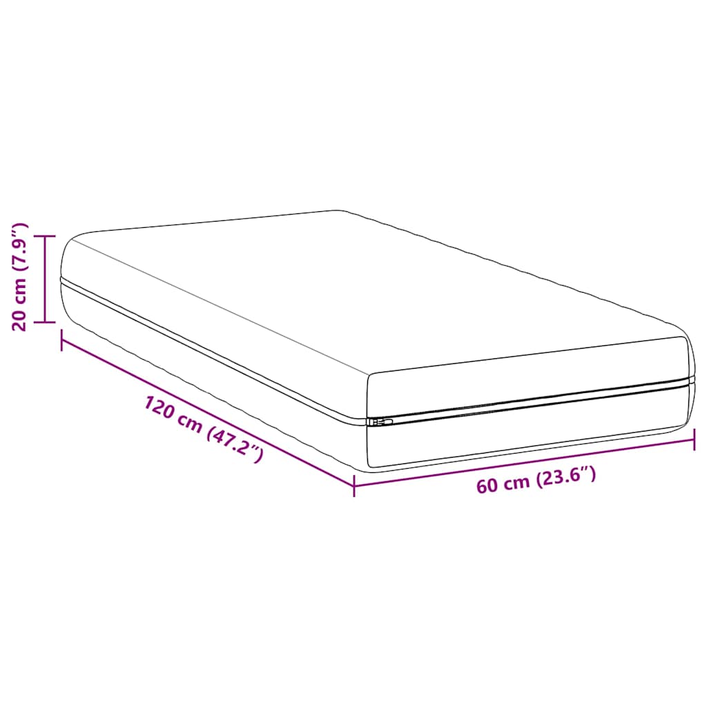 Materasso con Strato di Cocco Bianco 60 x 120 cm