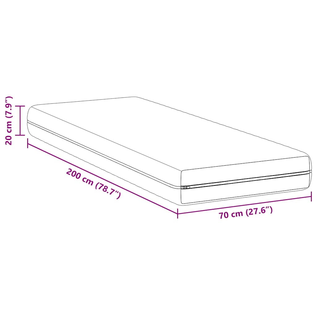 Materasso con Strato di Cocco Bianco 70 x 200 cm