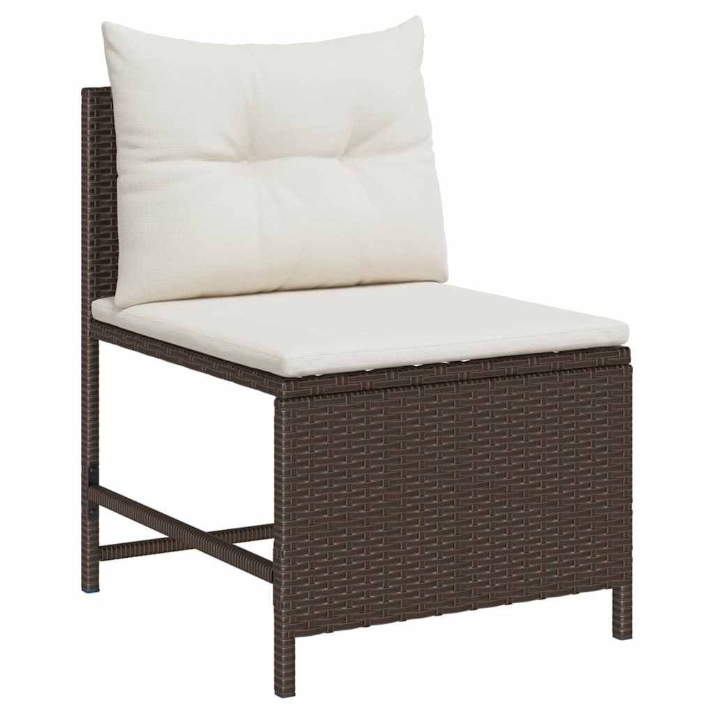 Set Divano da Giardino 6 pcs Marrone e crema polyrattan