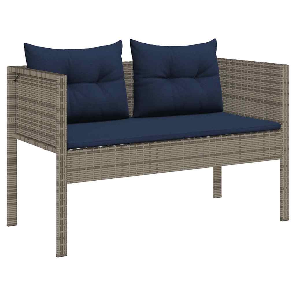 Set Divano da Giardino 6 pcs grigio e blu navy polyrattan