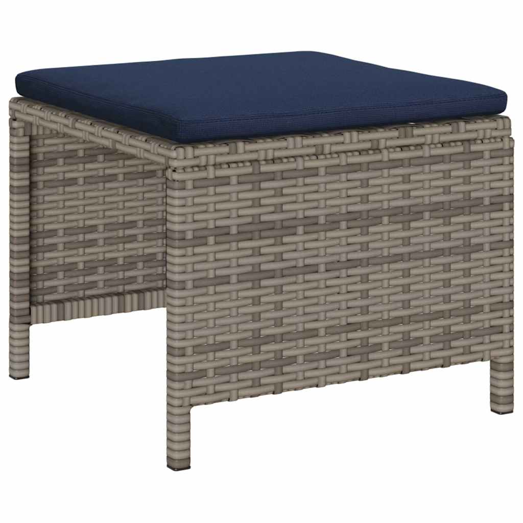 Set Divano da Giardino 6 pcs grigio e blu navy polyrattan