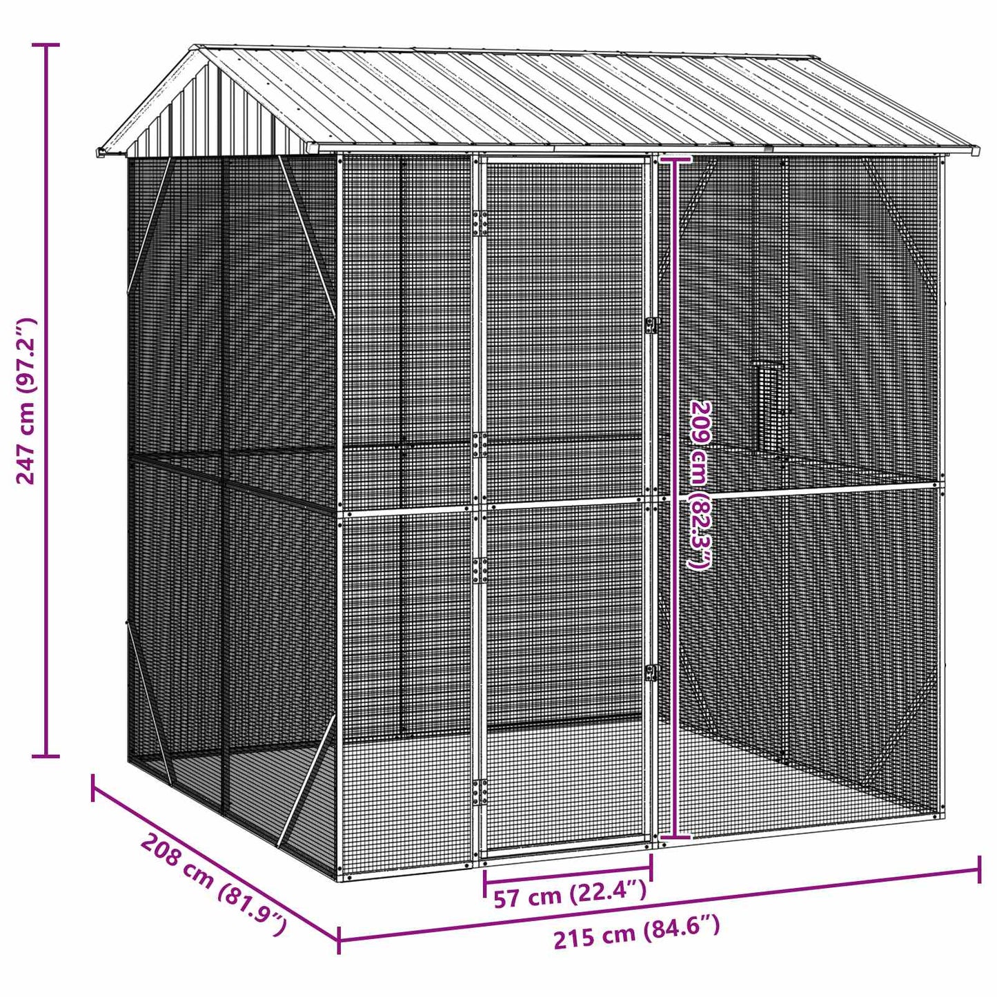 Gabbia per uccelli Antracite 215 x 208 x 247 cm Acciaio zincato | homemem39