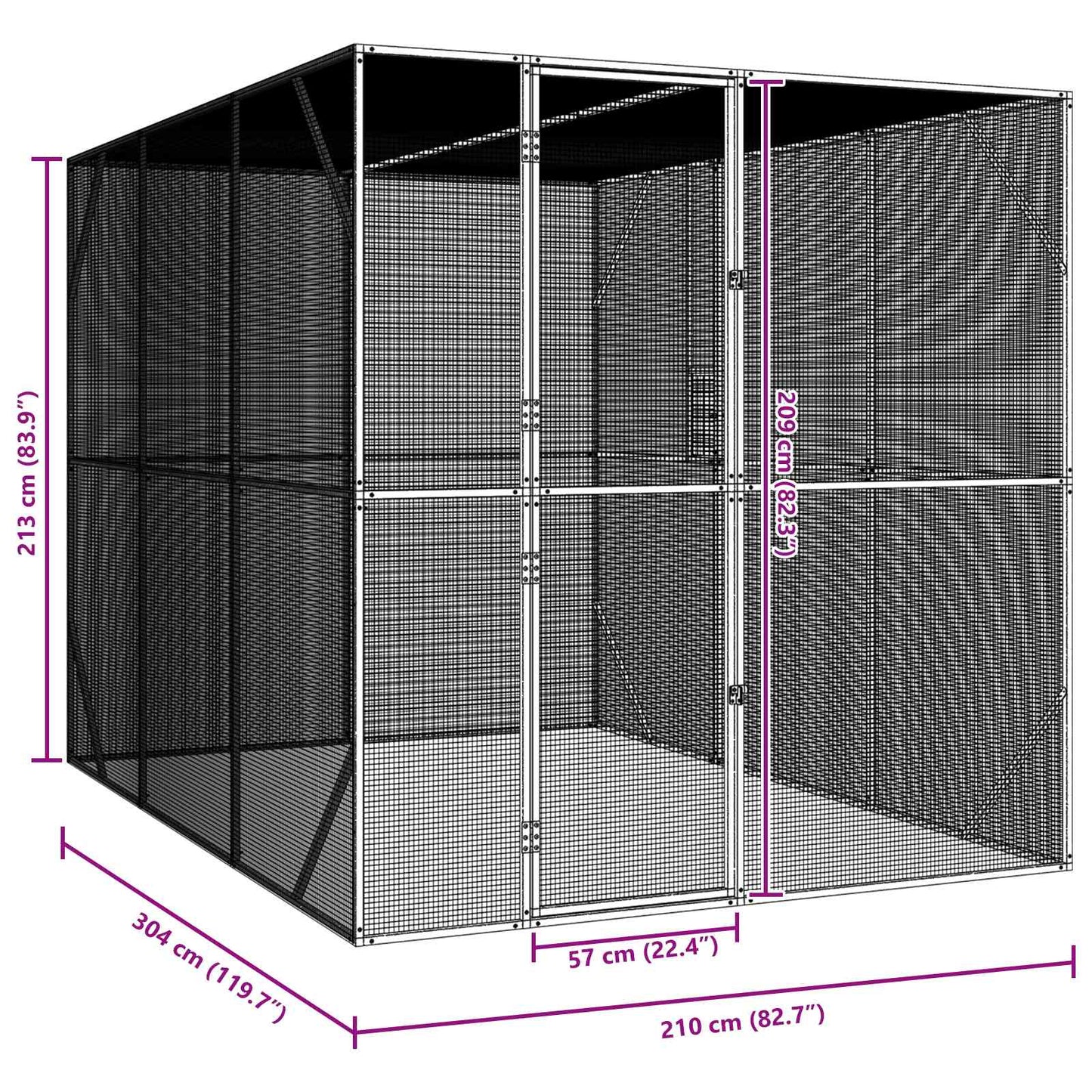 Gabbia per uccelli Antracite 210 x 304 x 213 cm Acciaio zincato