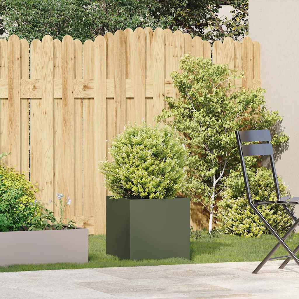 Fioriera Verde Oliva 40x40x40 cm in Acciaio Laminato a Freddo