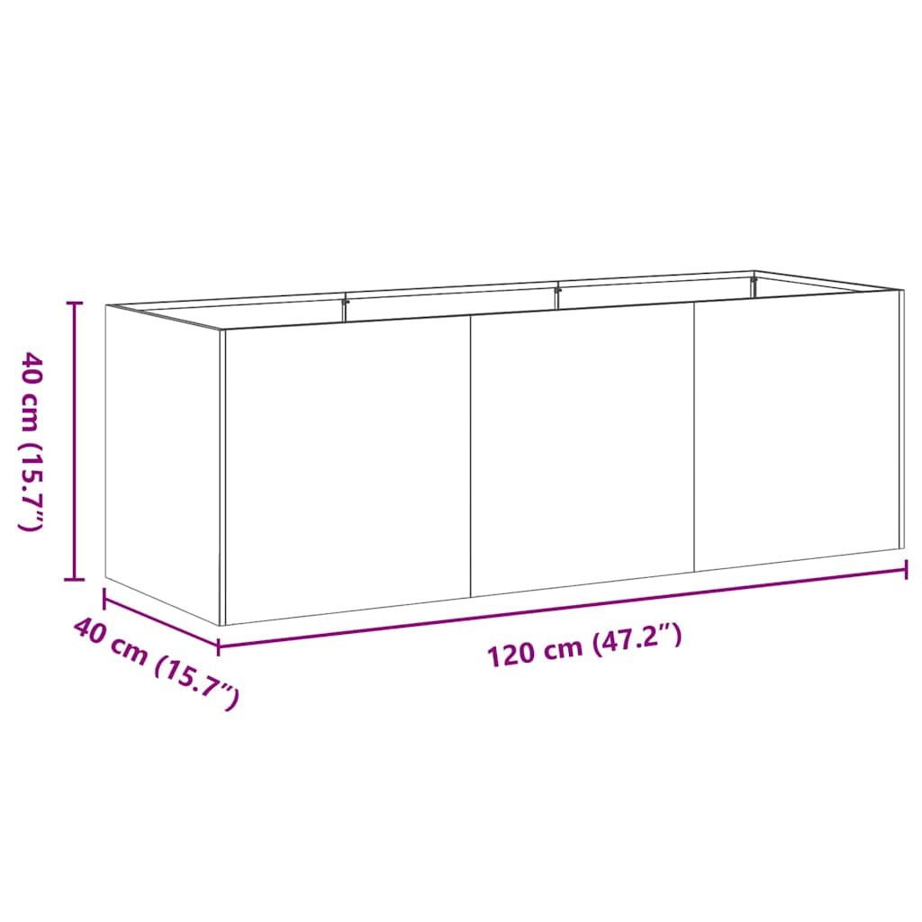 Fioriera Verde Oliva 120x40x40 cm in Acciaio Laminato a Freddo | homemem39