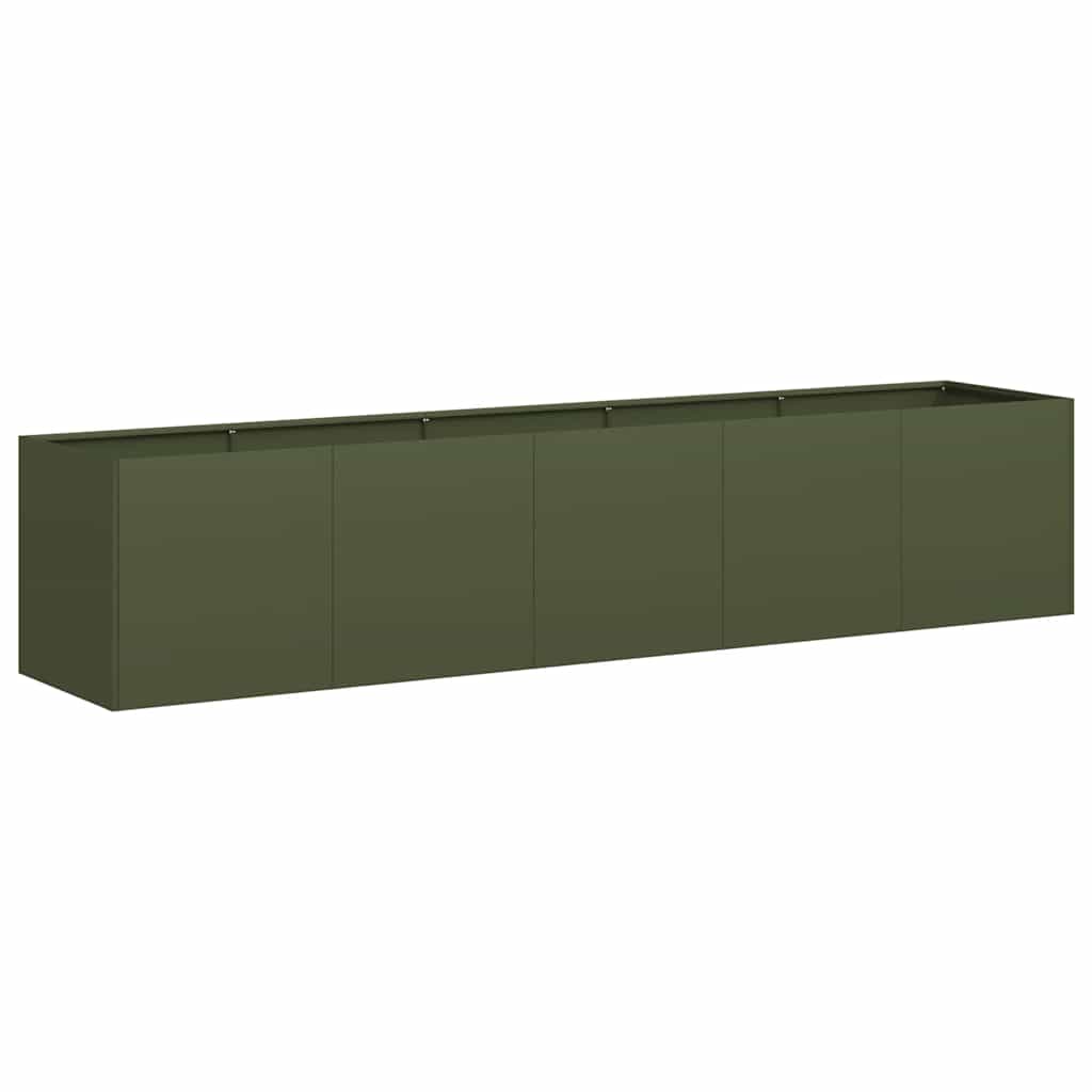 Fioriera Verde Oliva 200x40x40 cm in Acciaio Laminato a Freddo