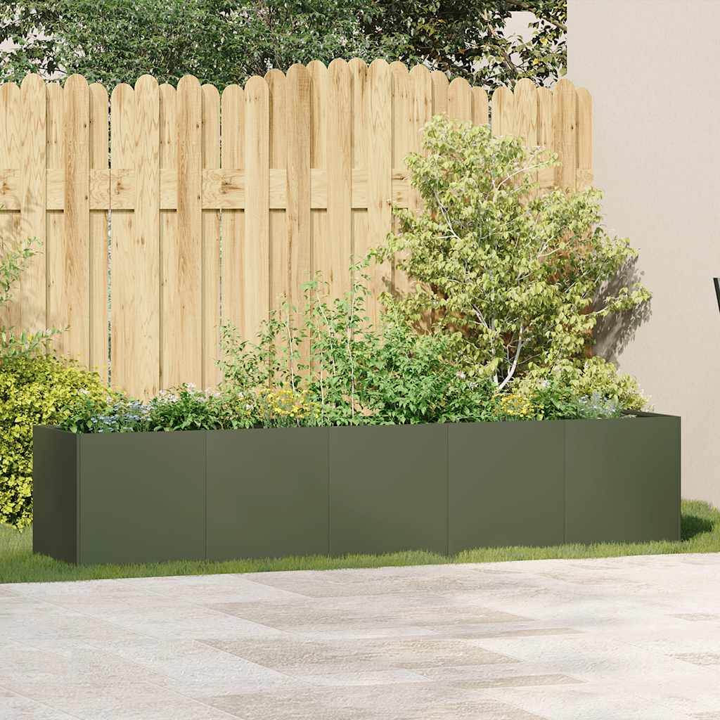 Fioriera Verde Oliva 200x40x40 cm in Acciaio Laminato a Freddo