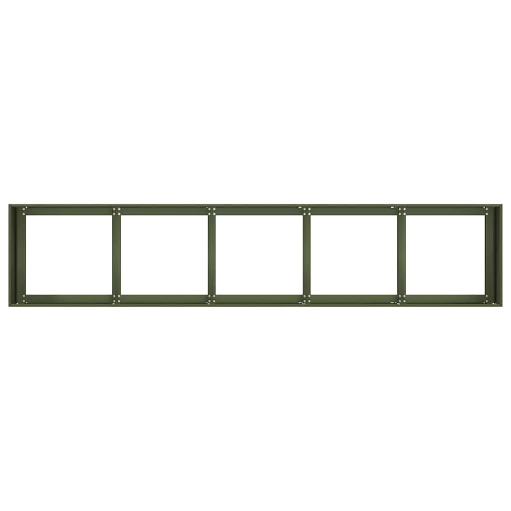 Fioriera Verde Oliva 200x40x40 cm in Acciaio Laminato a Freddo
