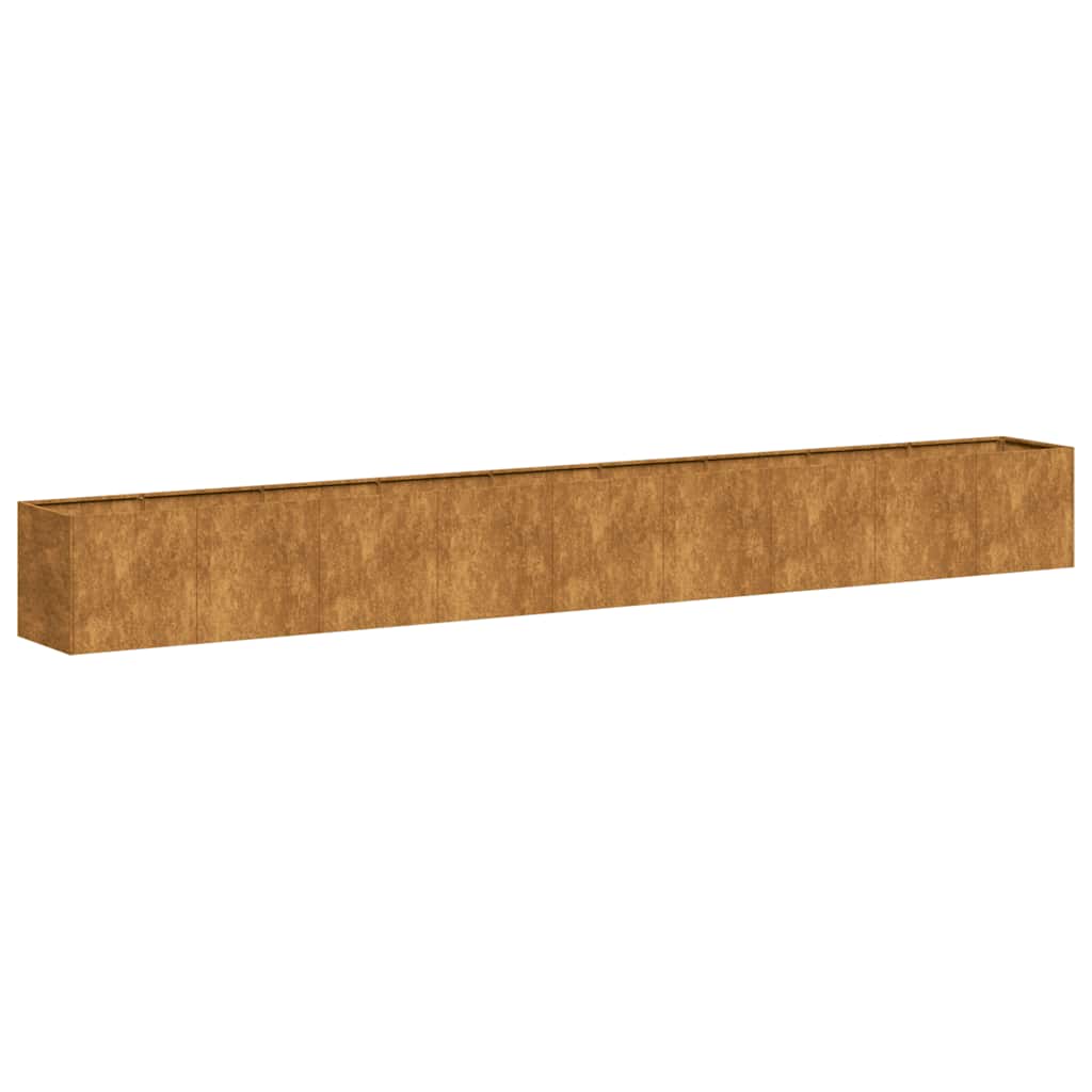 Fioriera Arrugginita 360x40x40 cm in Acciaio Corten