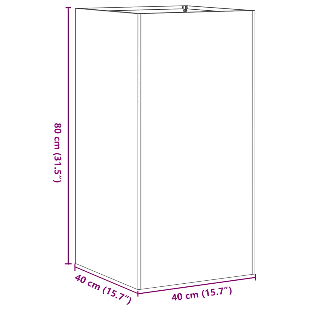 Fioriera Antracite 40x40x80 cm in Acciaio Laminato a Freddo